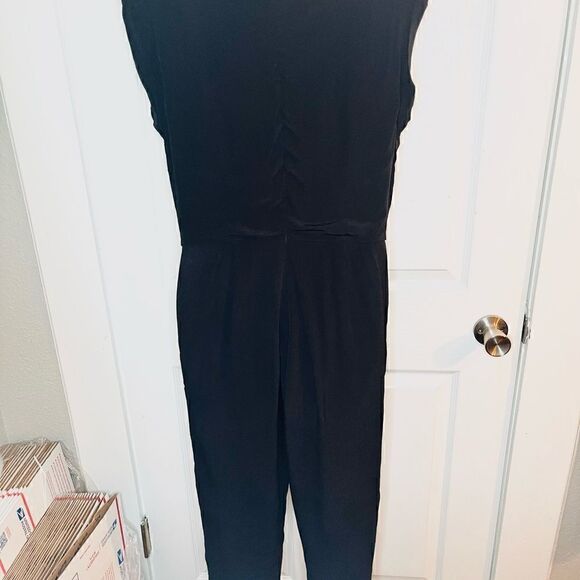 Venus Faux Wrap Jumpsuit Full Length Pants Pockets Black 10 - Picture 7 of 9
